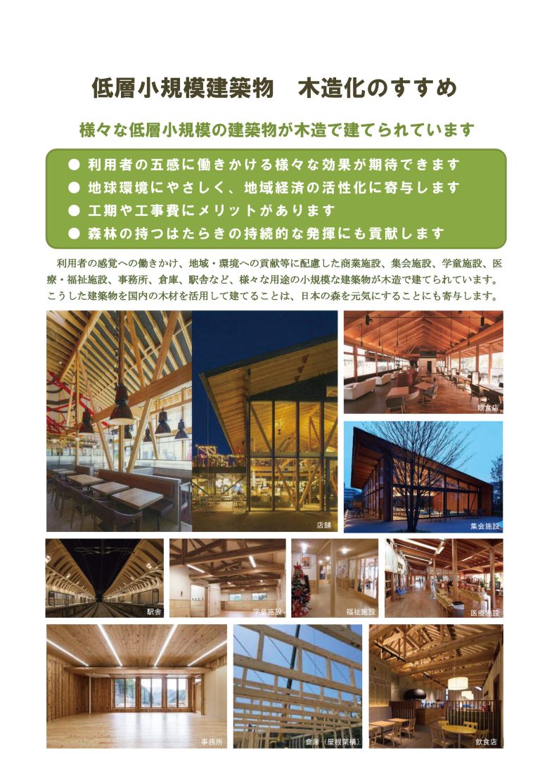 木材利用に取り組む民間企業ネットワークの構築事業に係る運営補助（低層小規模WG）・普及資料作成